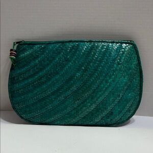 Chic Emerald Woven Clutch